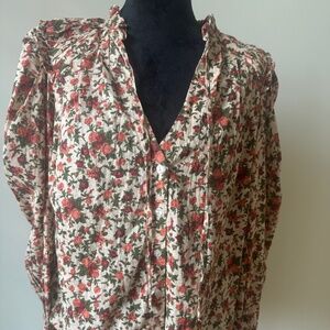 Floral Free People Button Up Blouse